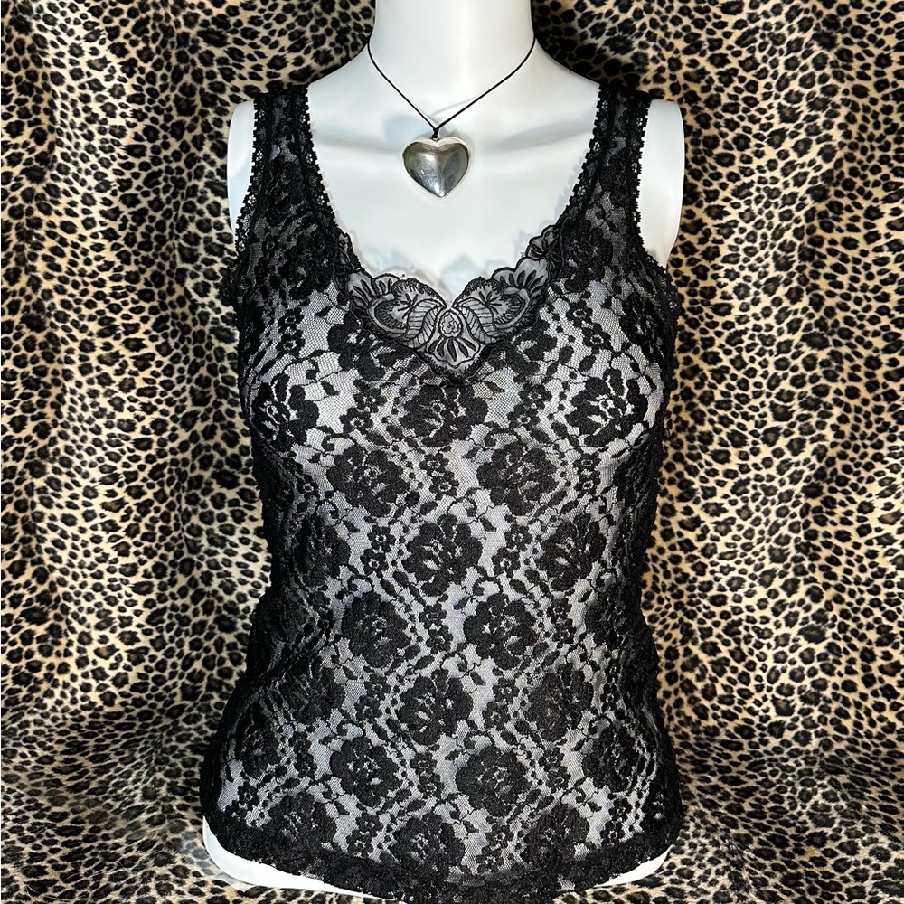 Black Lace Sleeveless Top